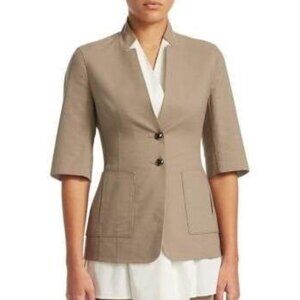 NWT Akris Punto Reversible Olby Jacket Taupe Paper Cotton Silk Button 14